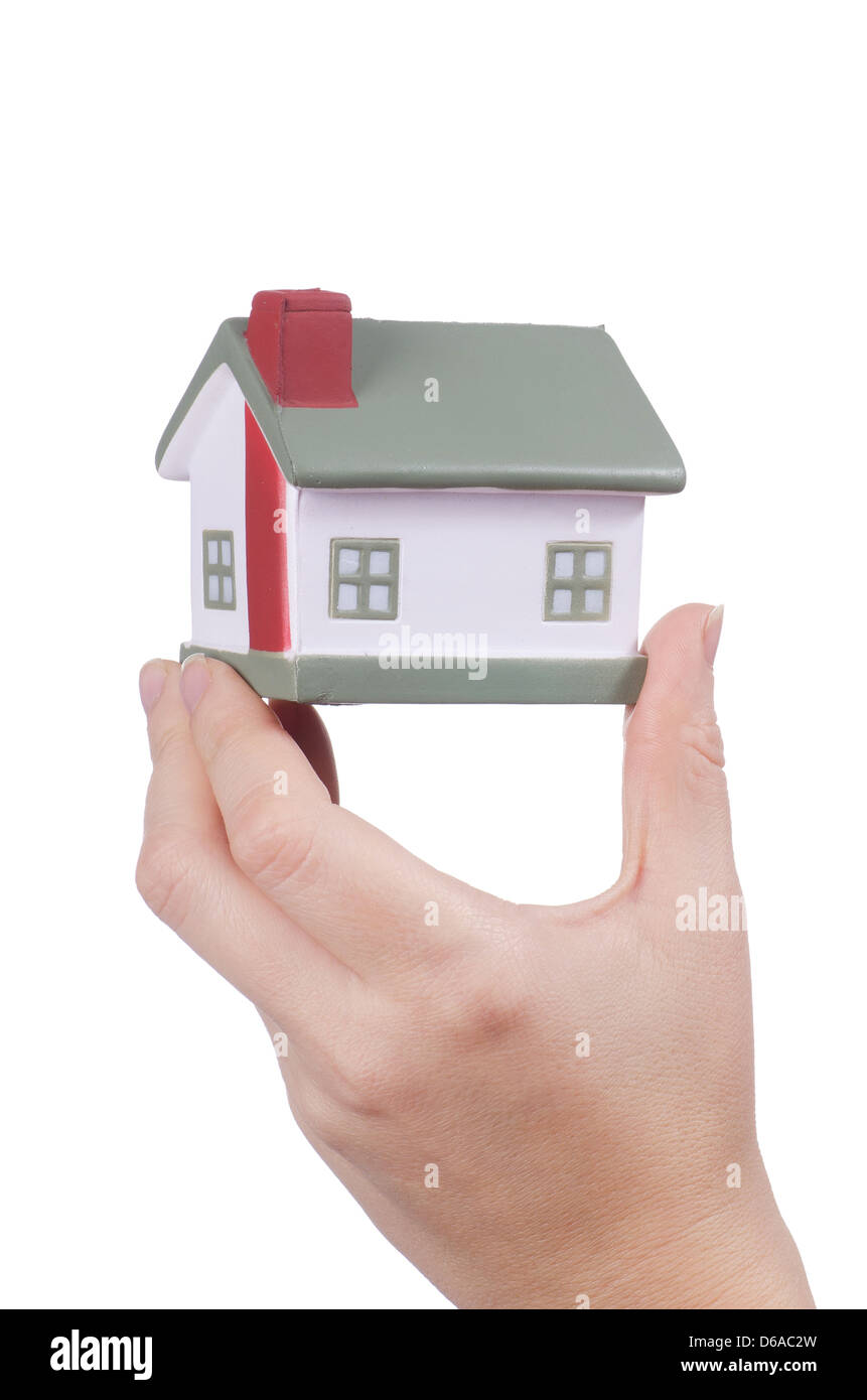 The model house in female hands on white Stock Photo - Alamy