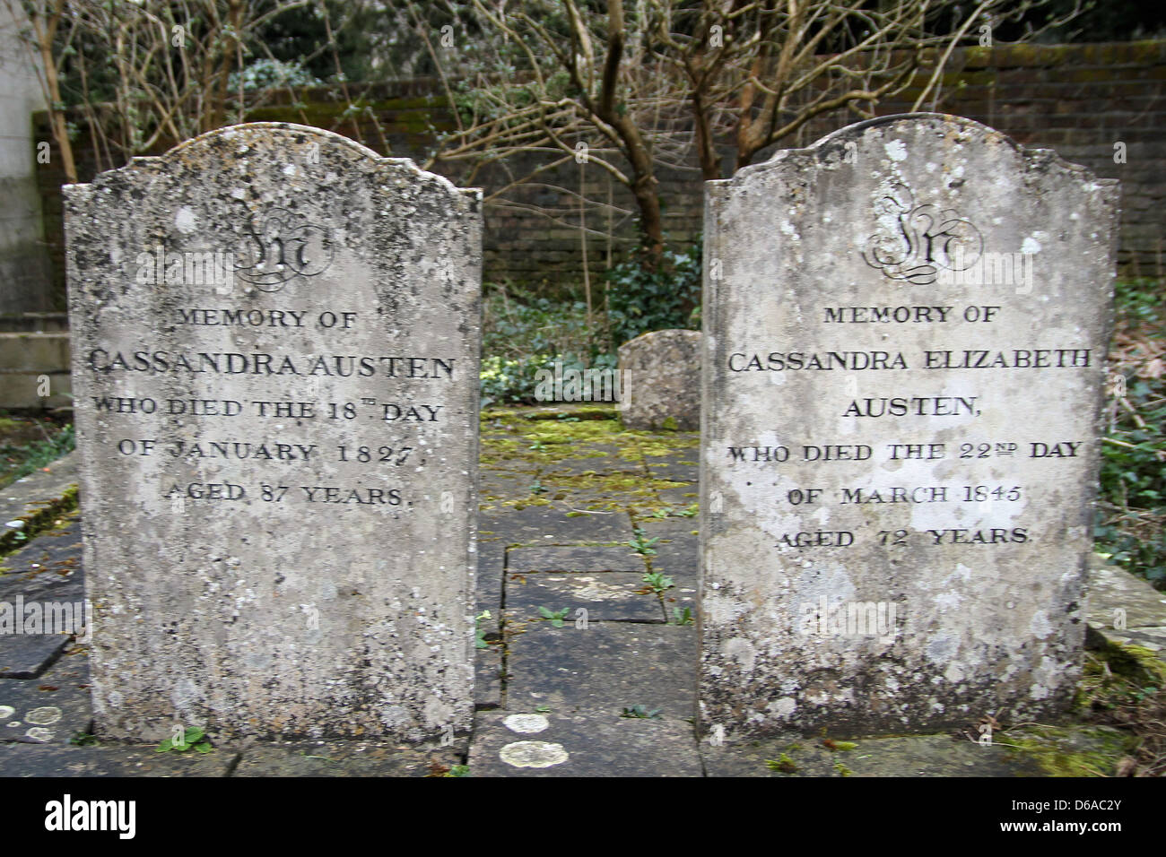 The graves of Cassandra Austen (1739–1827) & Cassandra Elizabeth Austen (9 January 1773 – 22 March 1845) Stock Photo