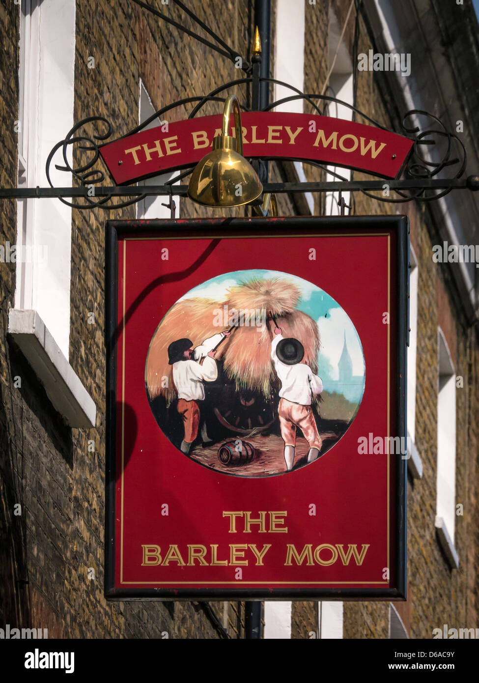 LONDON, UK - APRIL 14, 2013:  Sign for the Barley Mow Pub in Dorset Street in the Marylebone area Stock Photo