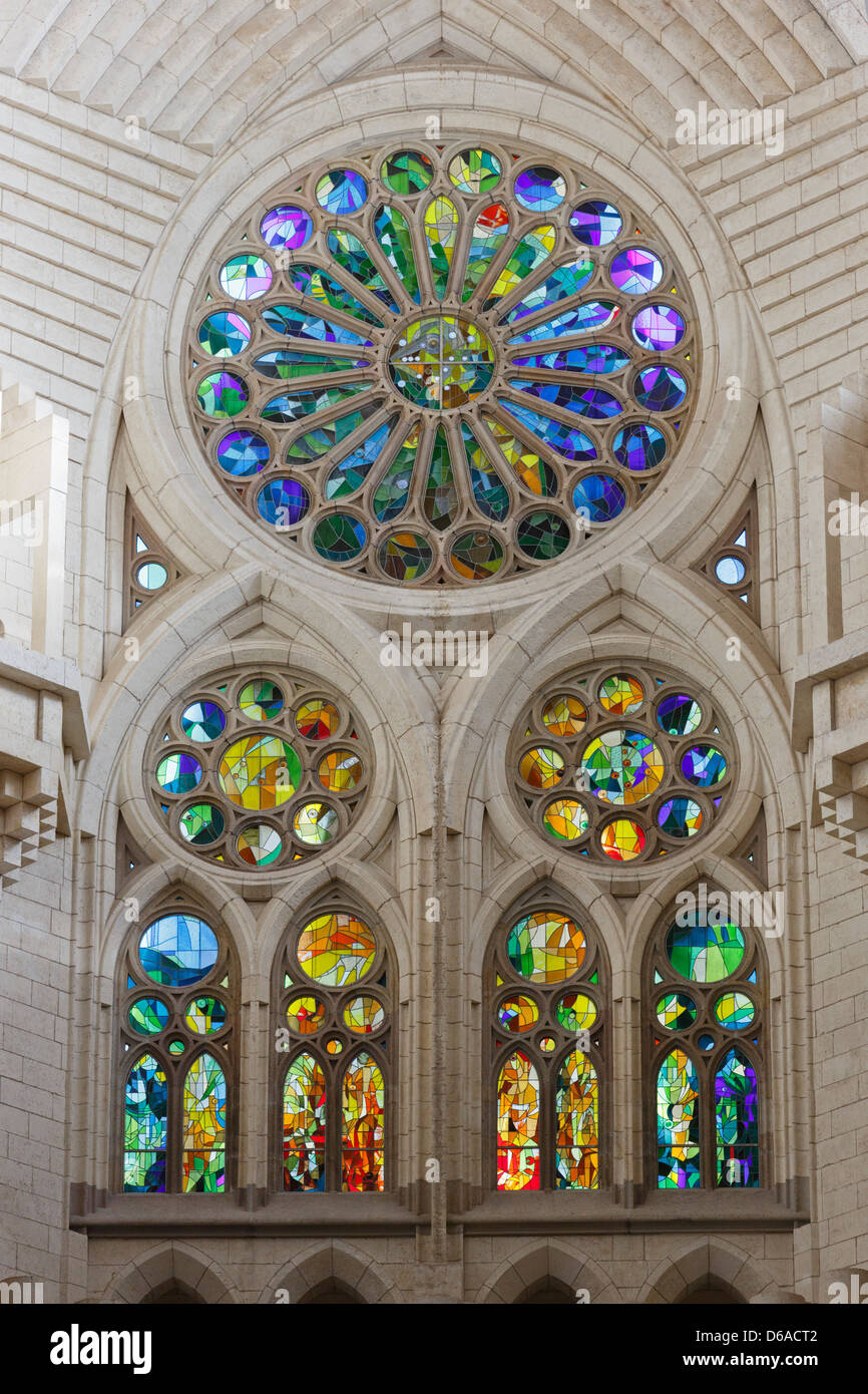 Interior View, Stained Glass Windows, Sagrada Familia By Antoni Gaudi