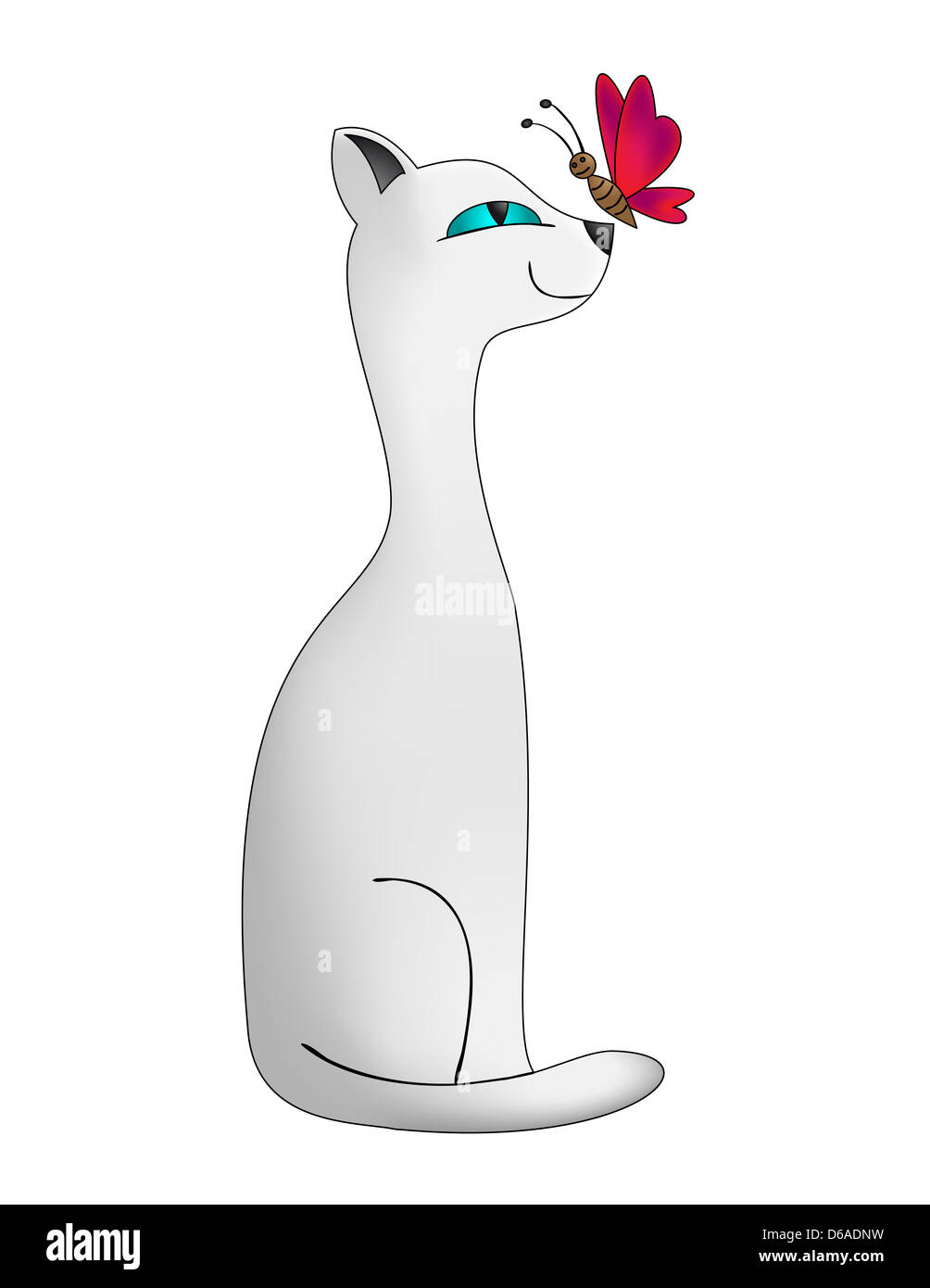 Cute cat in flat style. Simple cartoon cat icon - Stock Illustration  [45781792] - PIXTA