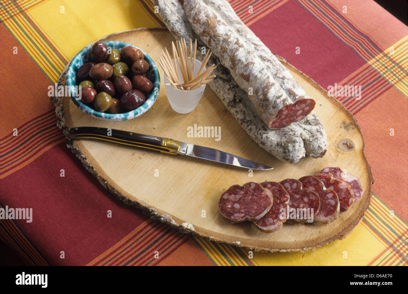 Traditional dried Catalan salami, Eastern Pyrenees, Languedoc
