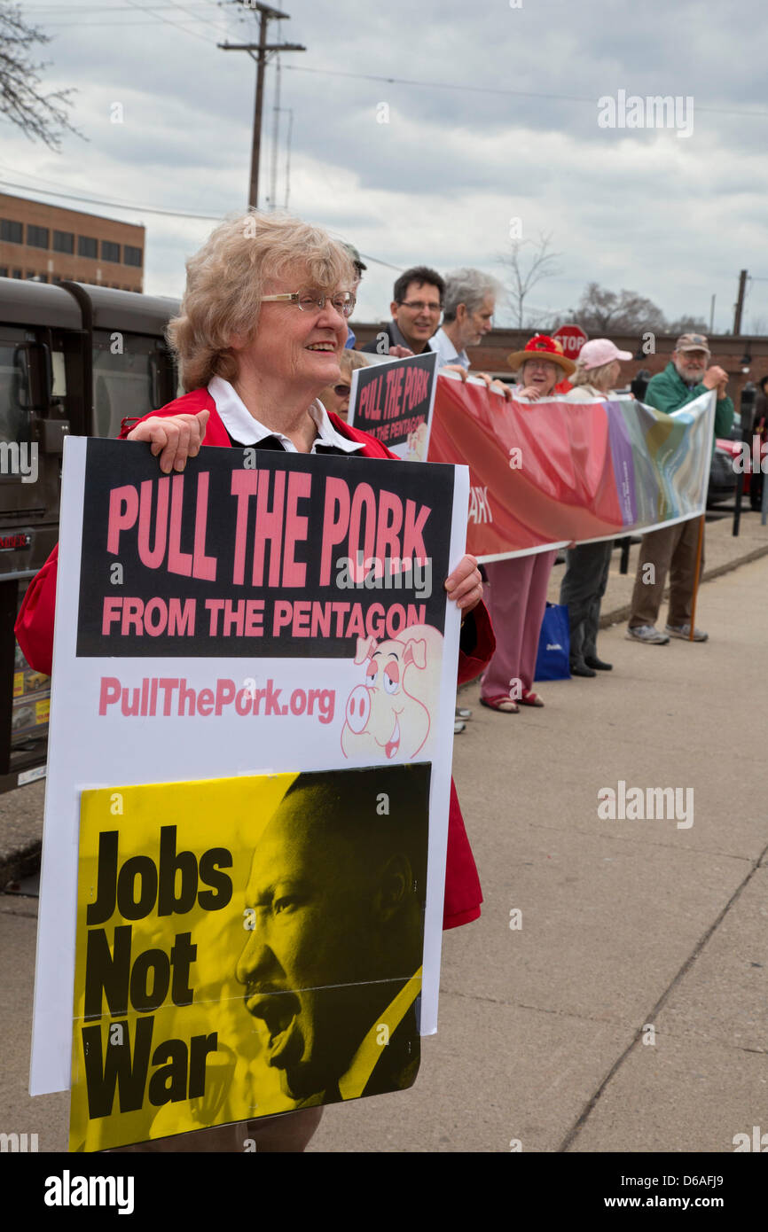 Royal Oak, Michigan Members of Peace Action of Michigan rally in