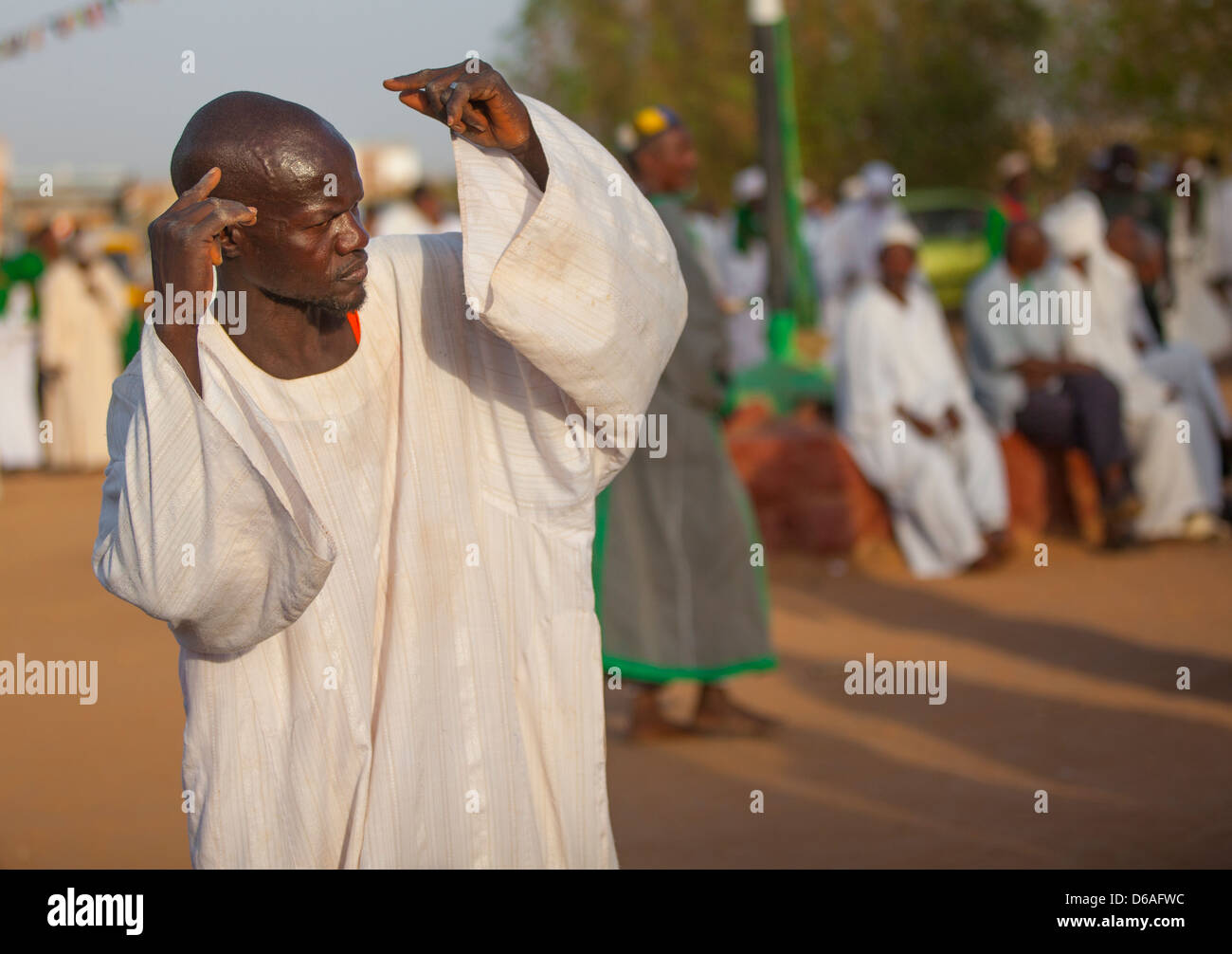 Sufi Whirling Dervish At Omdurman Sheikh Hamad El Nil Tomb, Khartoum, Sudan Stock Photo