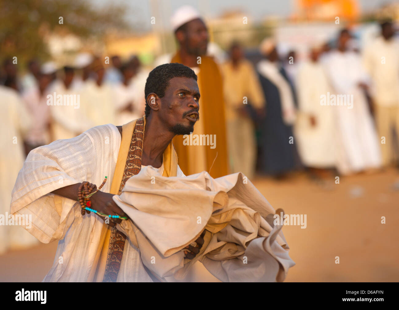 Sufi Whirling Dervishes At Omdurman Sheikh Hamad El Nil Tomb, Khartoum, Sudan Stock Photo