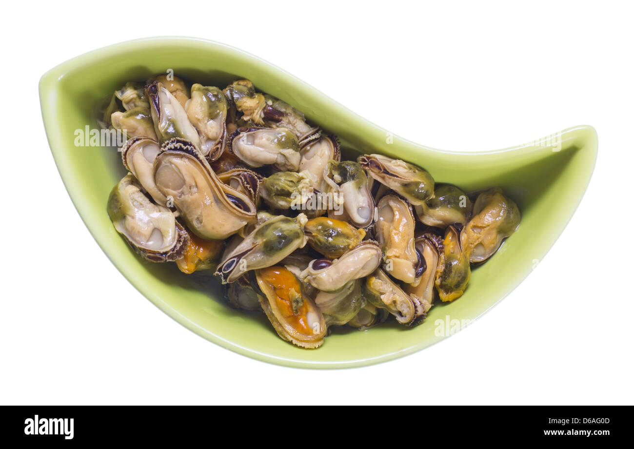 Pickled isolated sea clams mussels Stock Photo