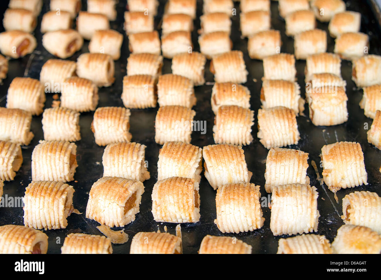 Tray of Pineapple Tarts Pastry Malaysian Dessert Snacks Closeup Stock Photo