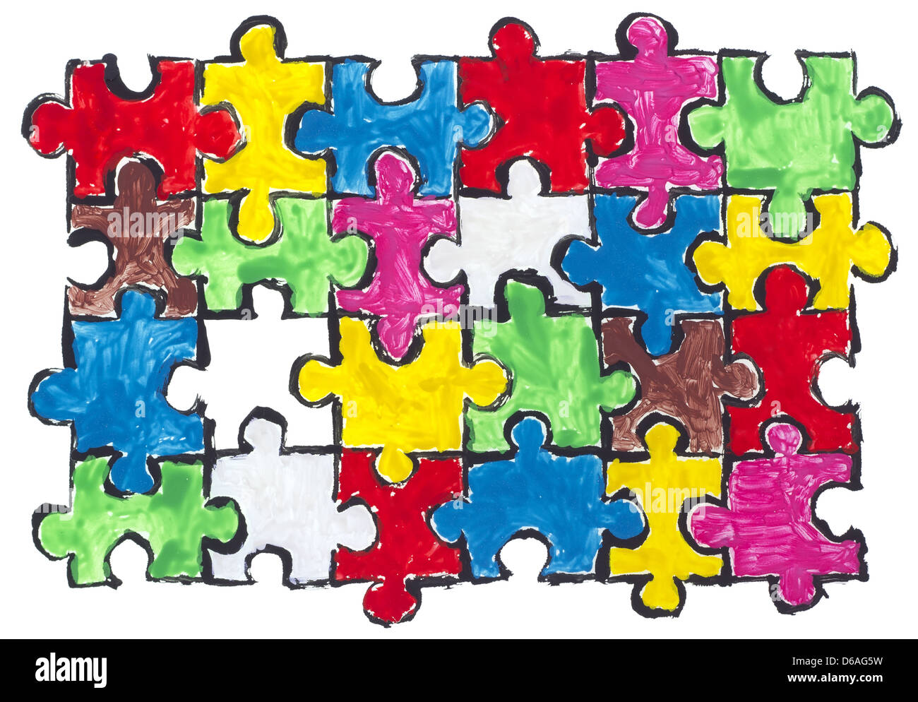 Painted puzzles  abstract concept Stock Photo