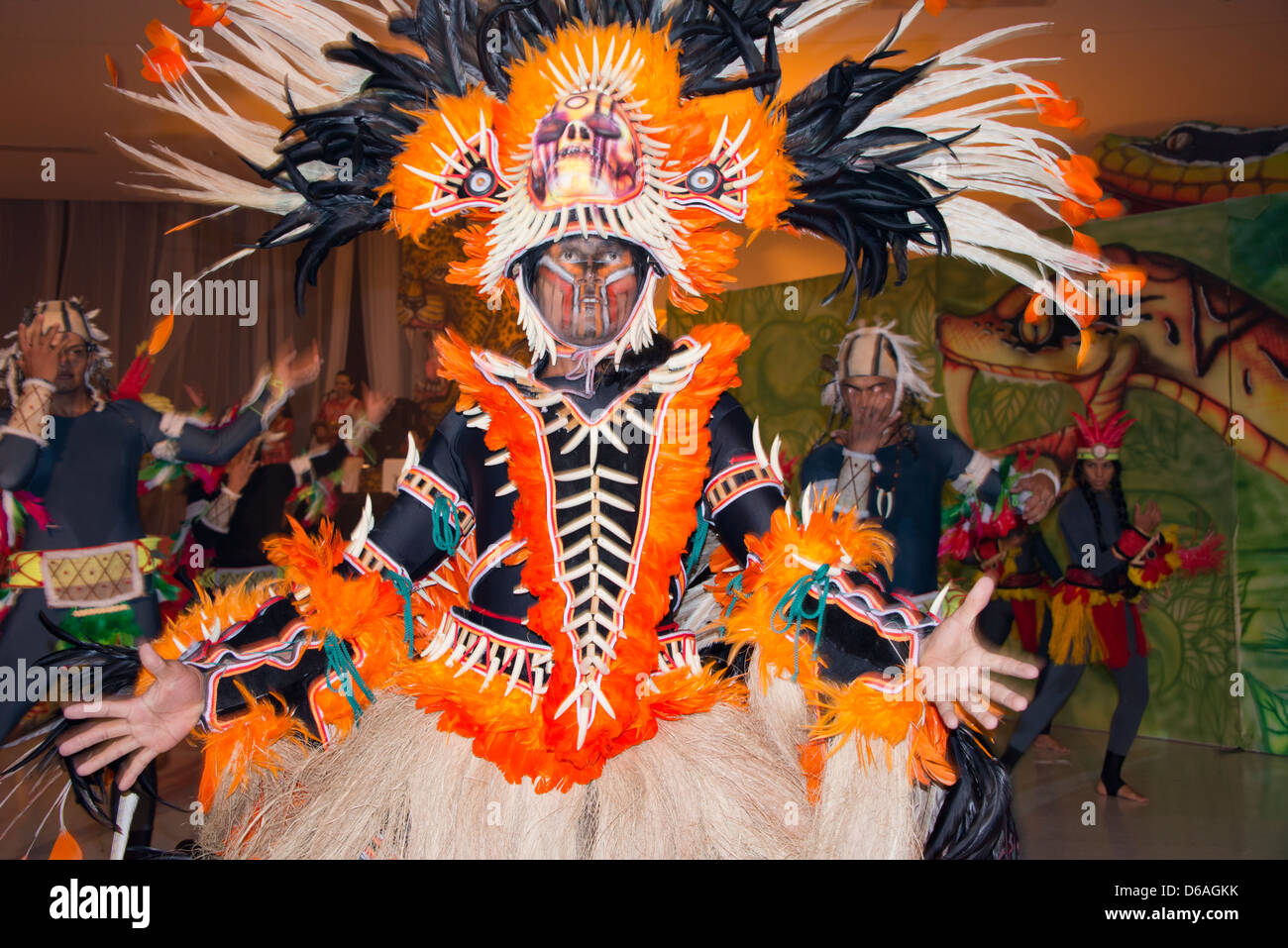 Brazil, Amazon, Parintins. Boi Bumba Folkloric Show. Parintins hosts