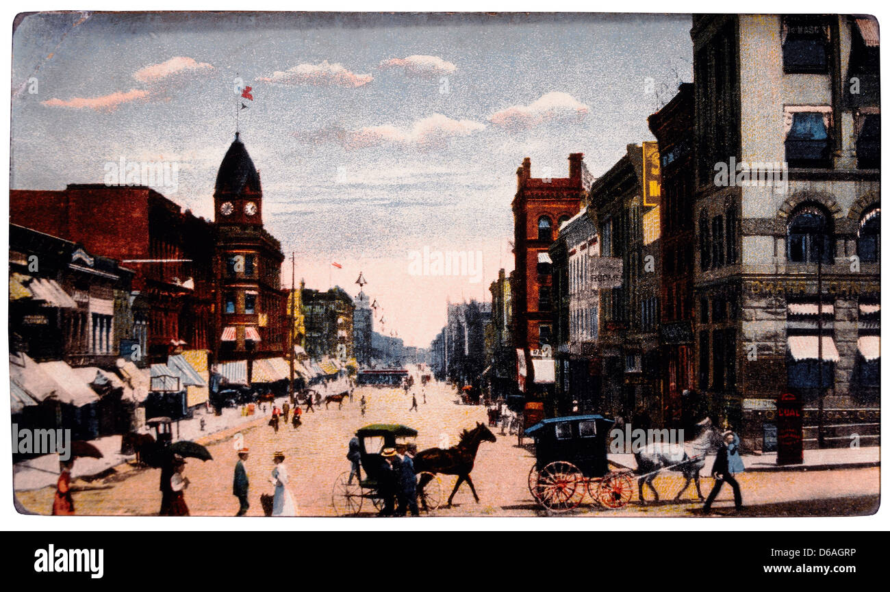 Street Scene, Omaha, Nebraska, USA, Circa 1910 Stock Photo