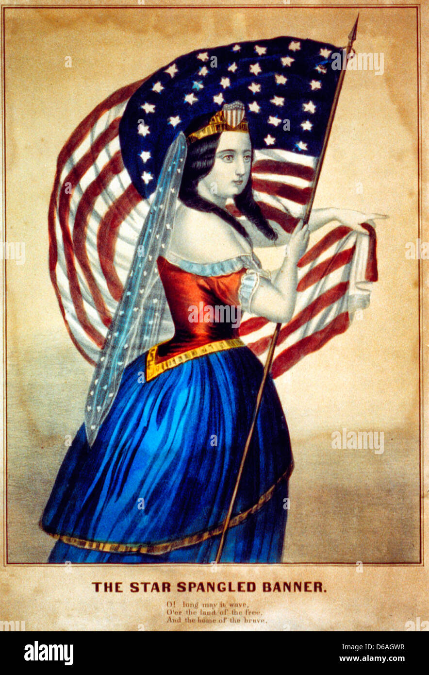 The Star Spangled Banner, lady, circa 1880 Stock Photo