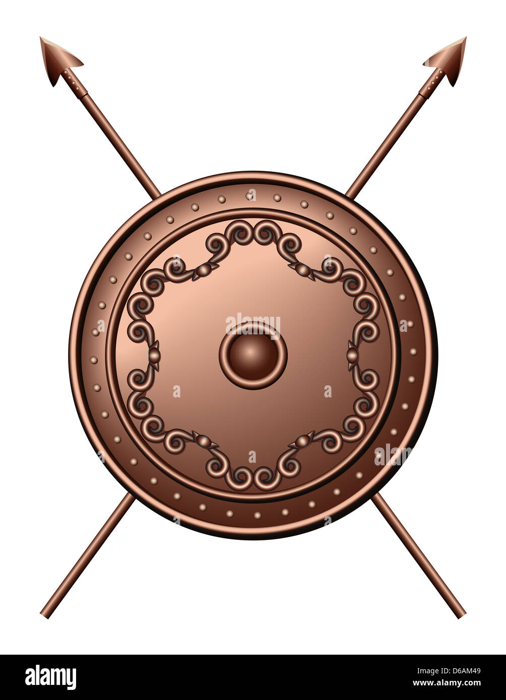 Bronze shield and crossed spears Stock Photo Alamy