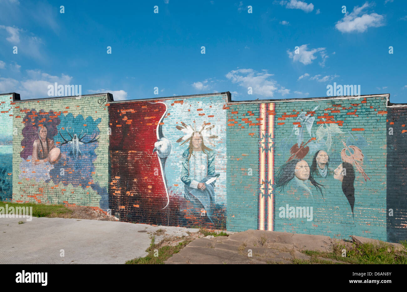 Oklahoma, Osage Nation Indian Reservation, Hominy, murals depicting