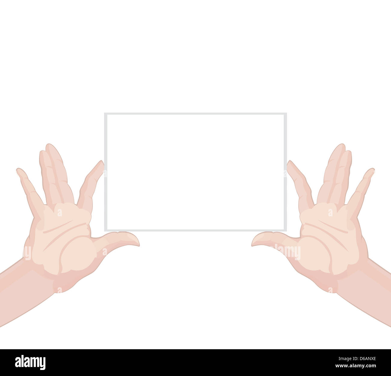 Human-hands-holding-blank-paper-horizontal Stock Photo