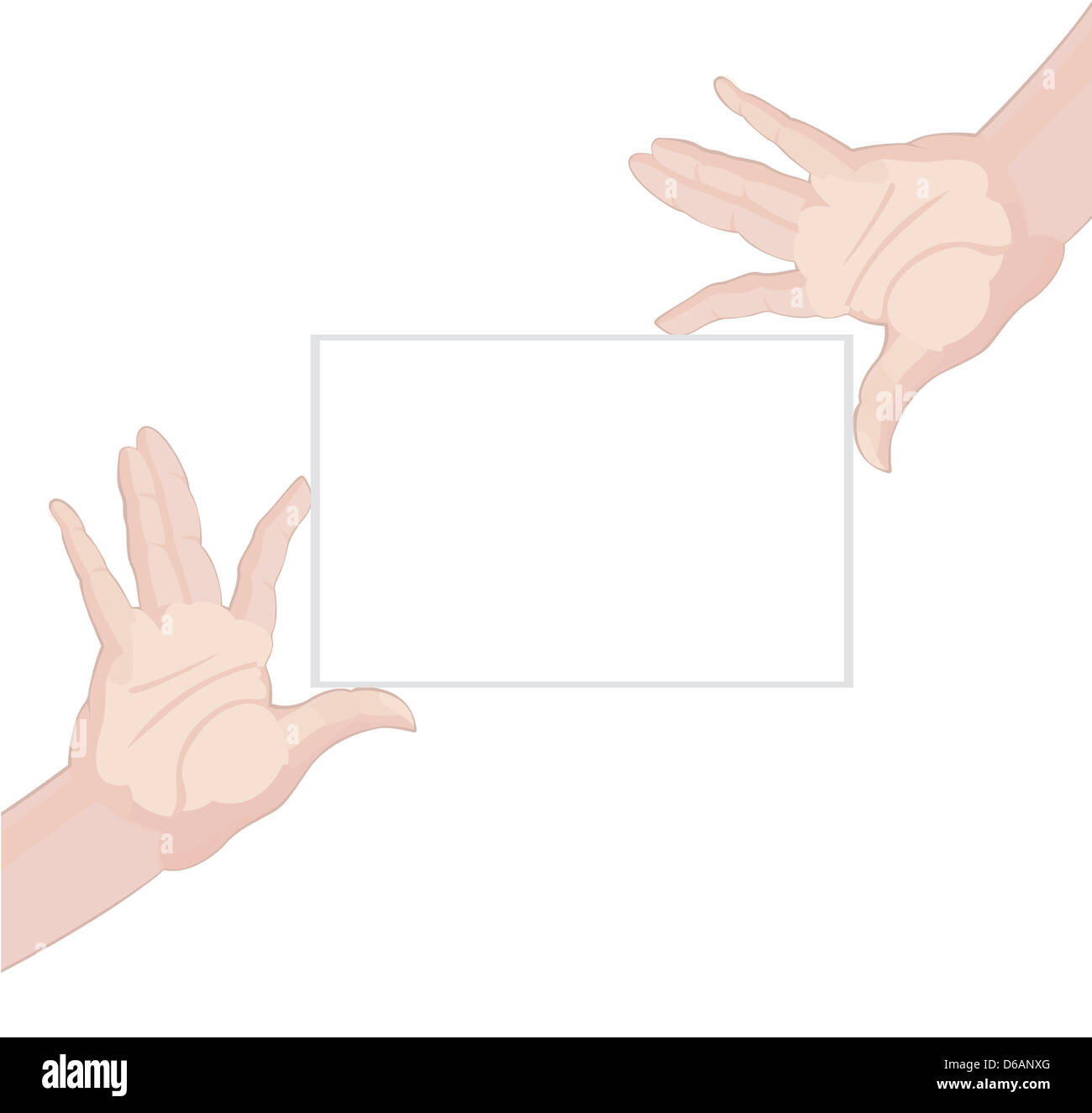 Human-hands-holding-blank-paper Stock Photo