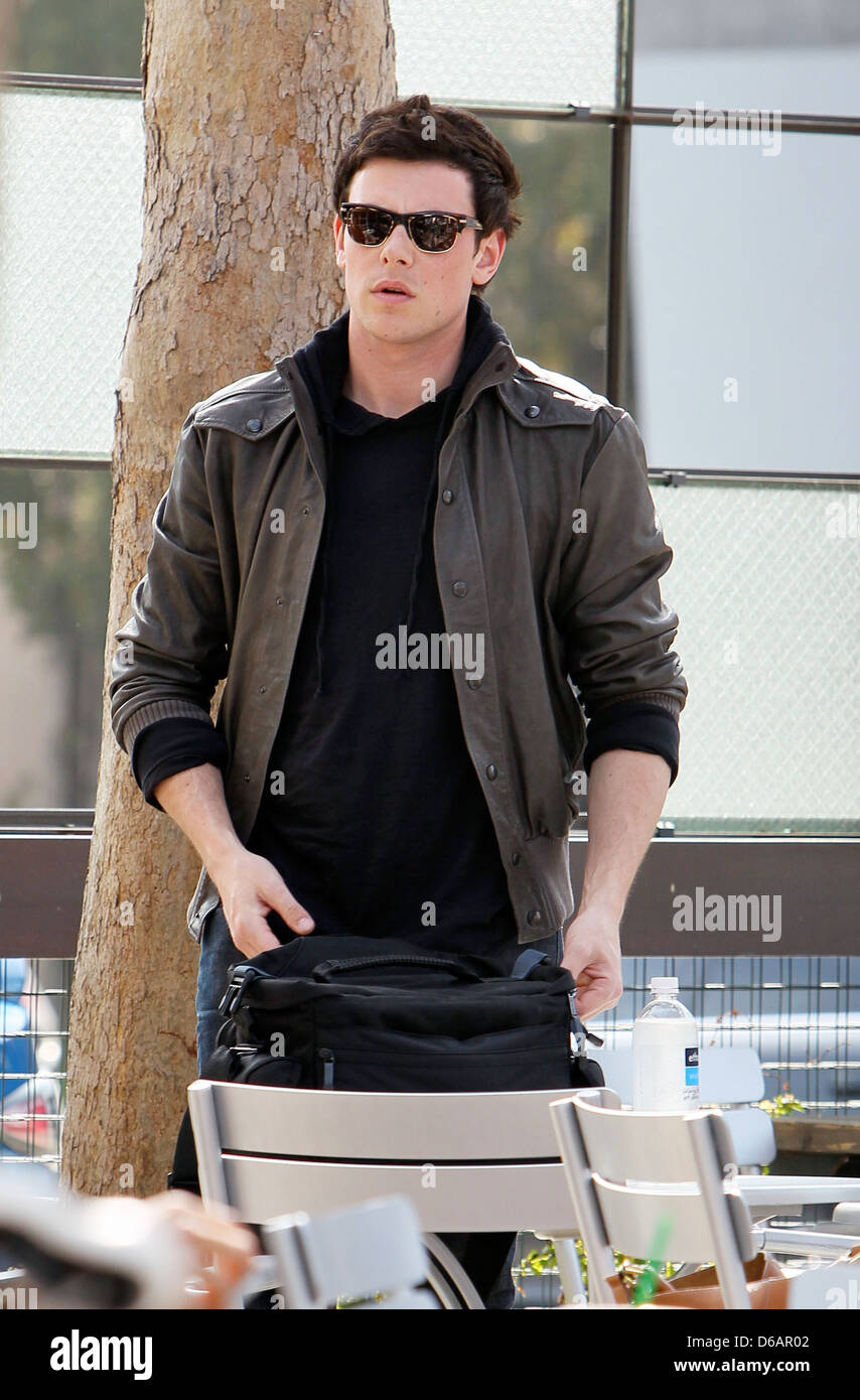 Glee' star Cory Monteith gets coffee at Starbucks with a friend Los Angeles California Stock Photo