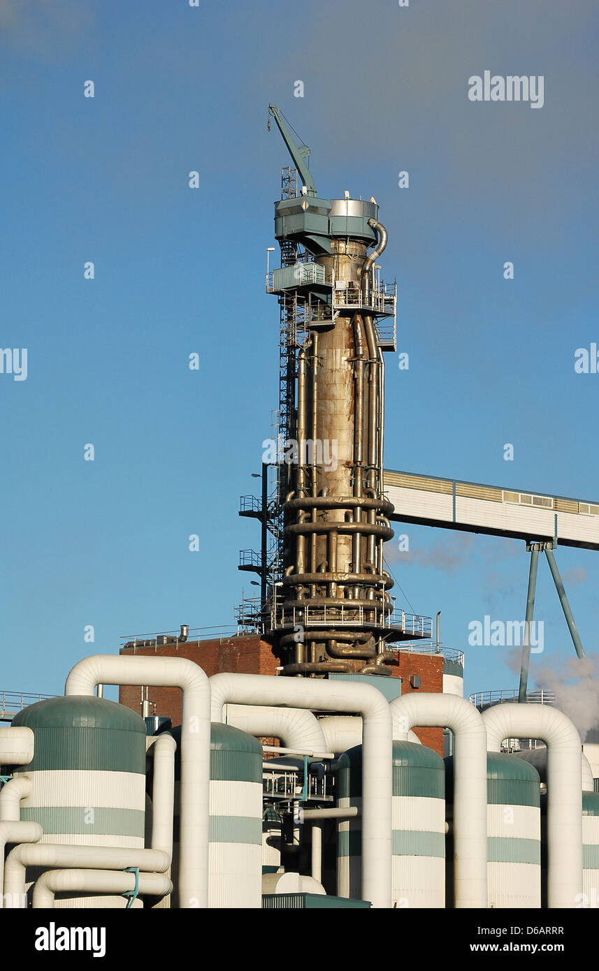 Factory with crane on sky at Sweden Skutskar, paper mill Stock Photo