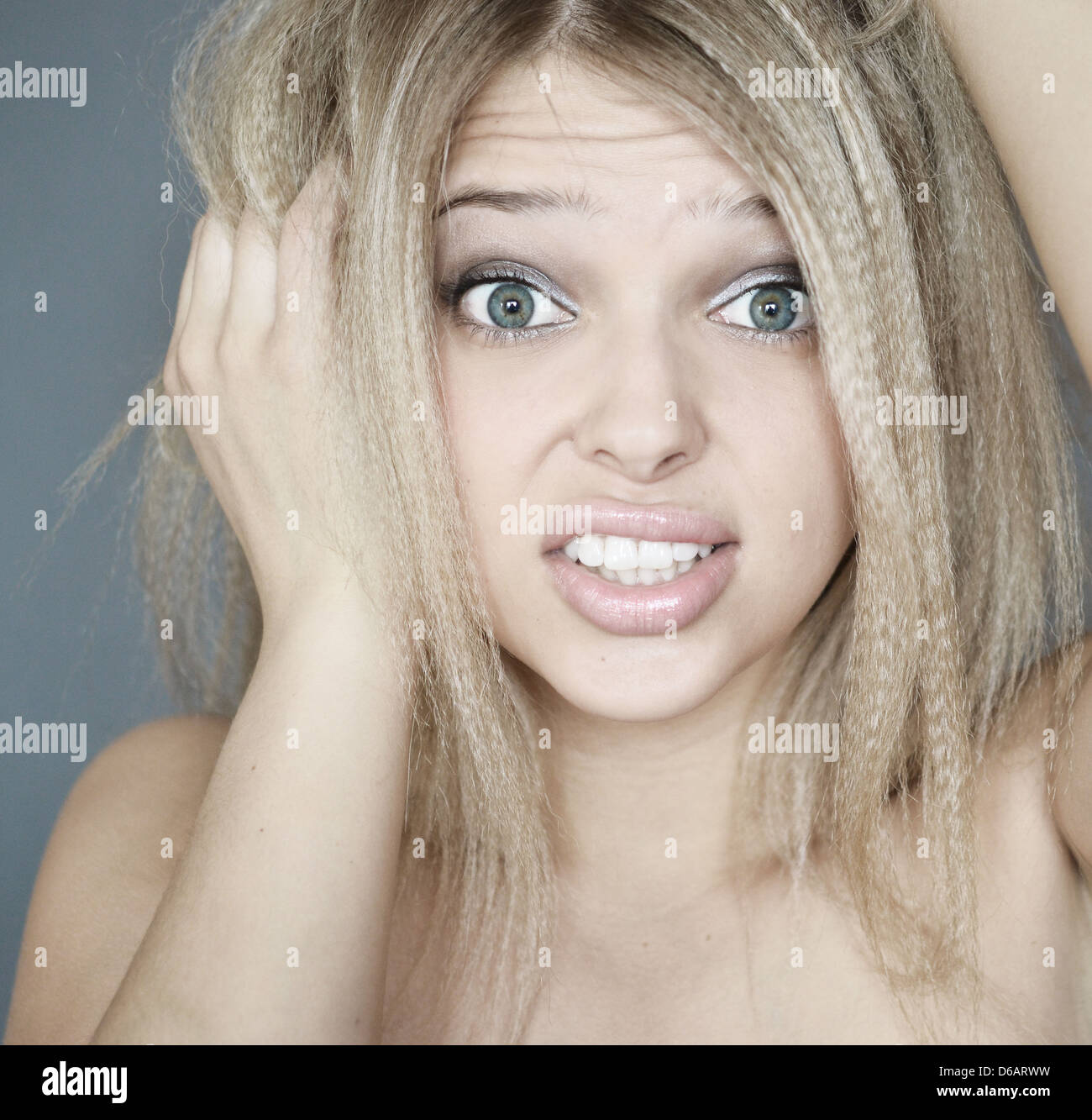 portrait of young surprised woman Stock Photo - Alamy