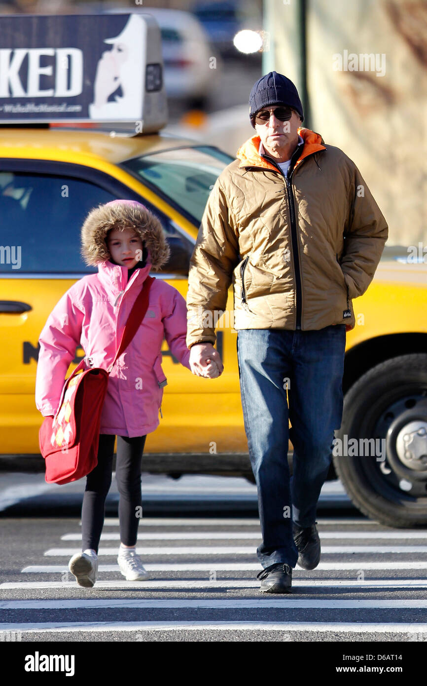 Michael Douglas walks his daughter, Carys Zeta Douglas, to school New York City, USA 03.03.11