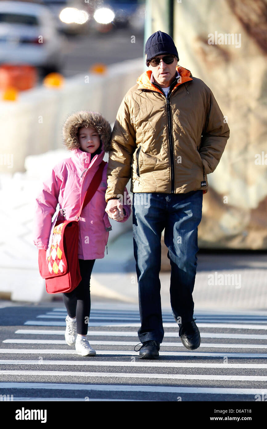 Michael Douglas walks his daughter, Carys Zeta Douglas, to school New York  City, USA - 03.03.11 Stock Photo - Alamy