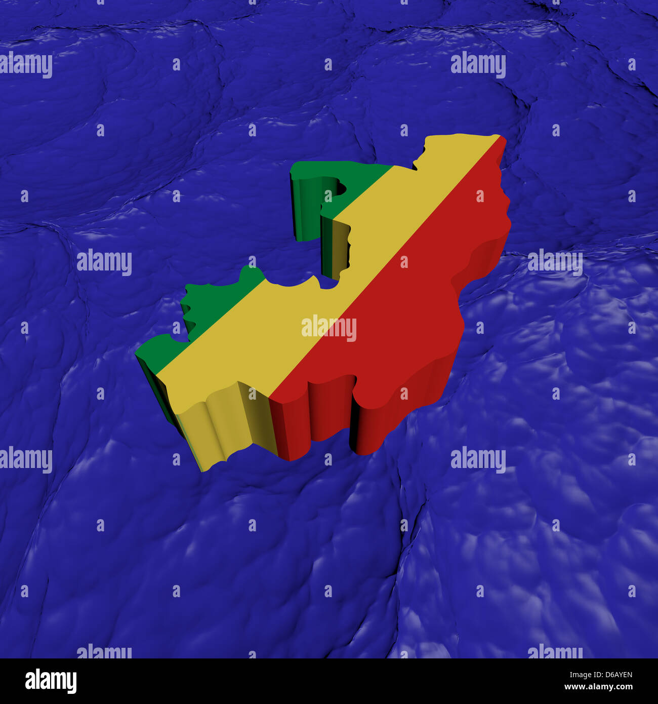 Republic of Congo map flag in abstract ocean illustration Stock Photo ...