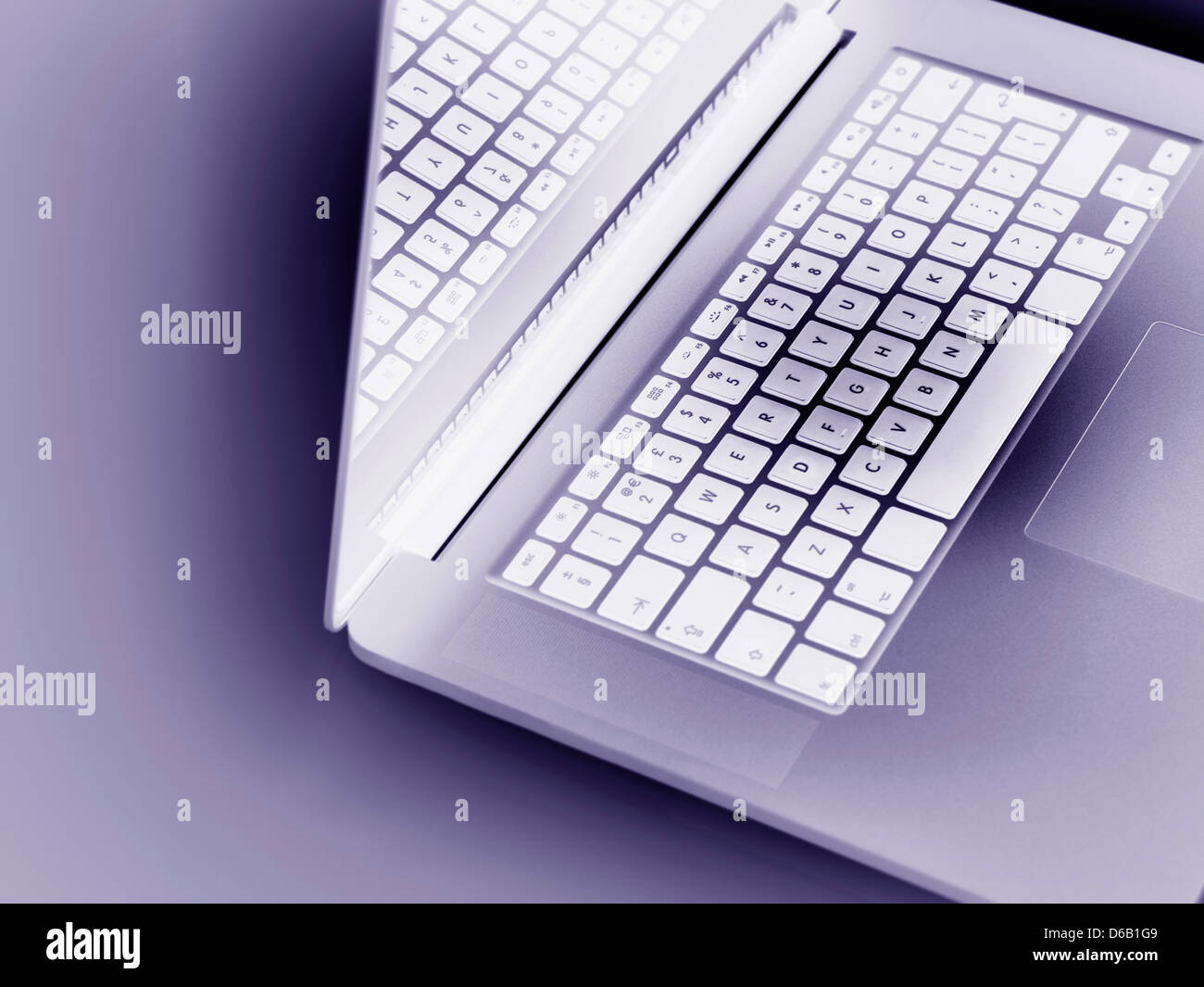 Inverted image of laptop computer Stock Photo