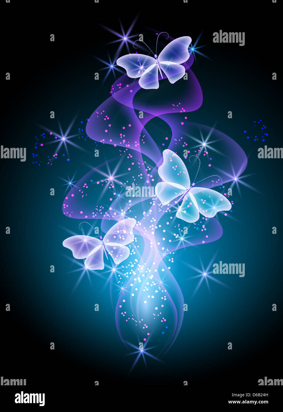 Glowing background with smoke and butterfly Stock Photo - Alamy