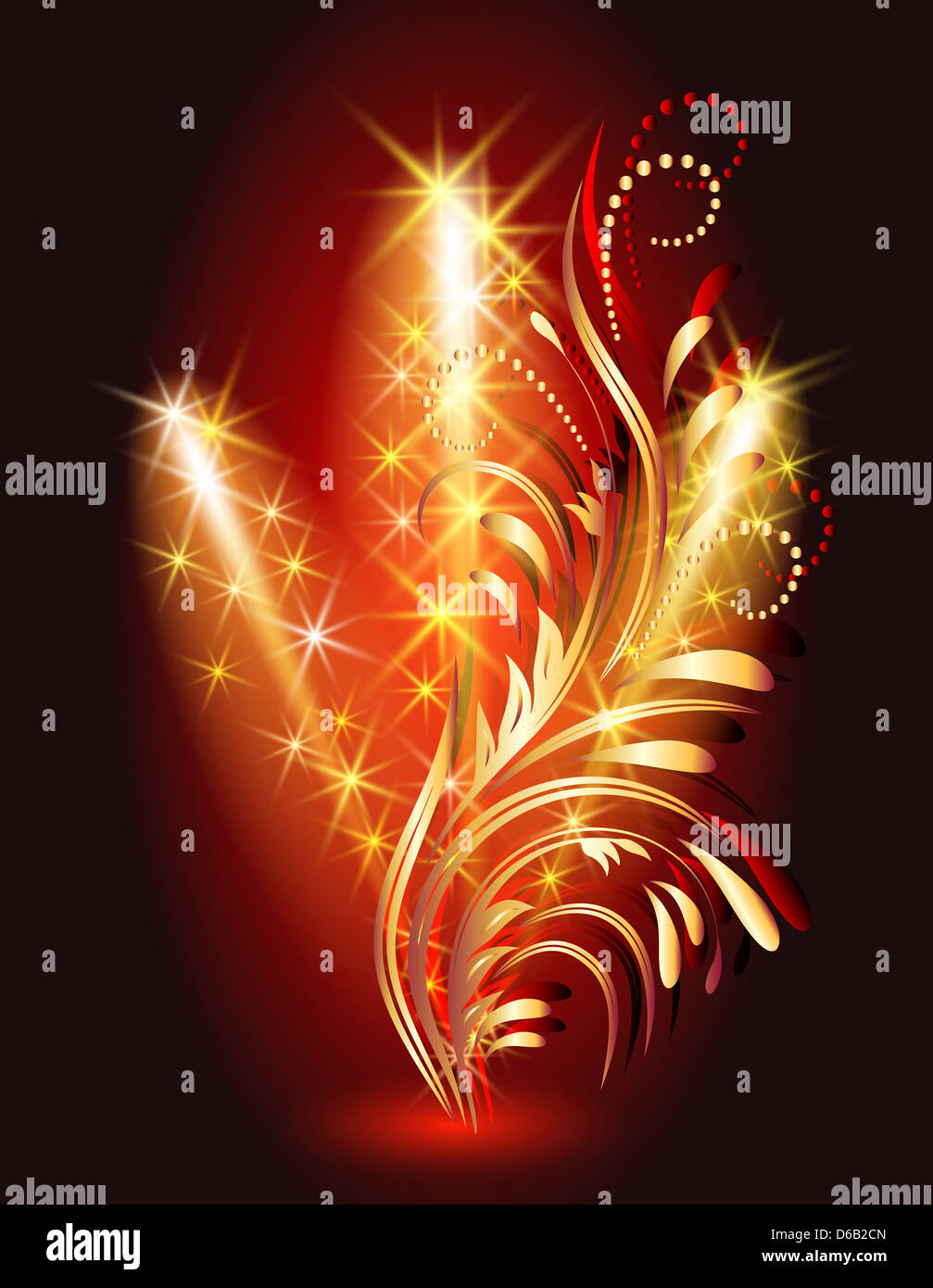 Firework and golden ornament Stock Photo