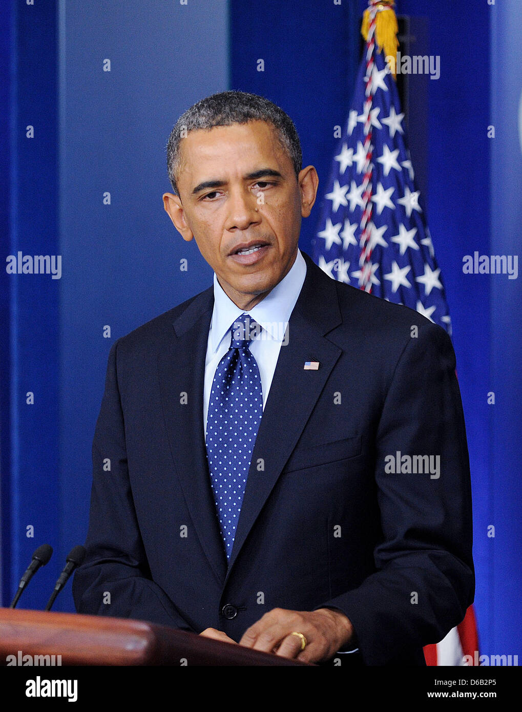 United States President Barack Obama makes a statement to the press