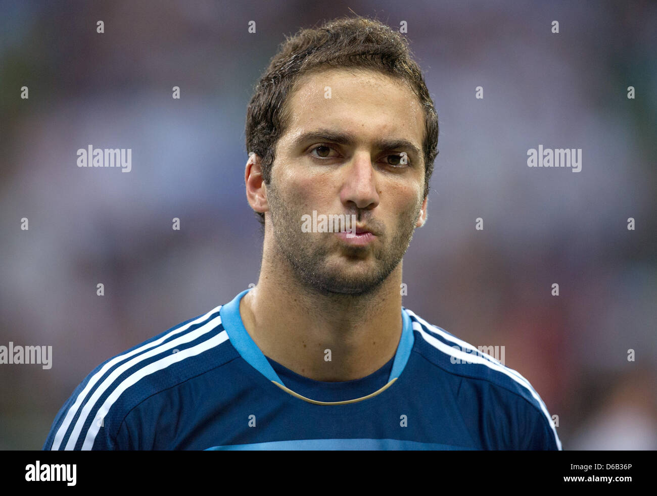 Argentina's Gonzalo Higuain during the friendly soccer match Germany against Argentina at the Commerzbank-Arena in Frankfurt/ Main, Germany, 15 August 2012. Photo: Uwe Anspach dpa/lhe Stock Photo