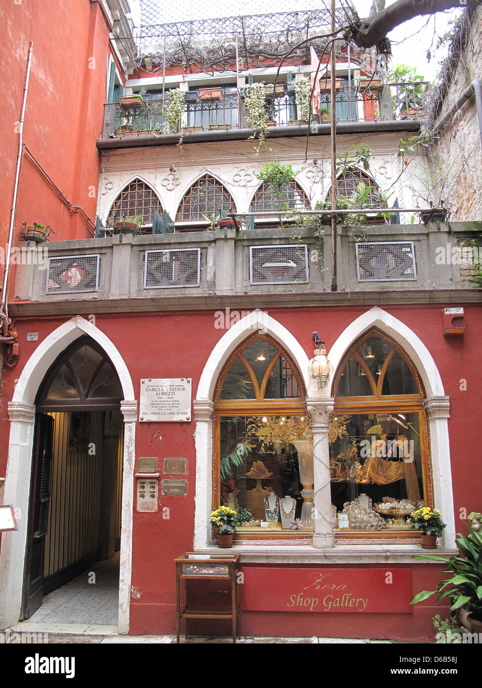 Venetian boutique and former home of Lord Byron in Venice Stock Photo