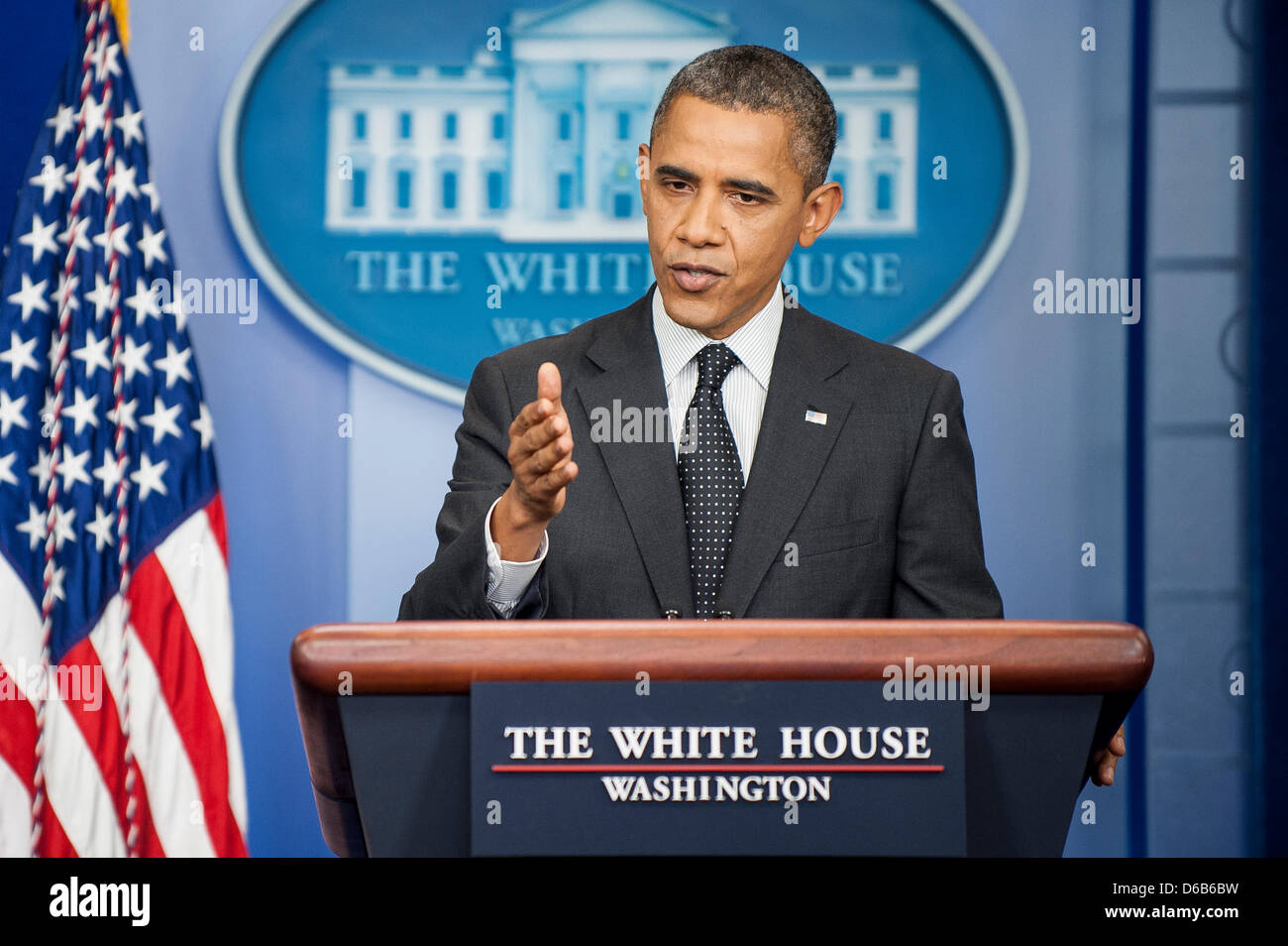United States President Barack Obama breaks in on White House Press ...