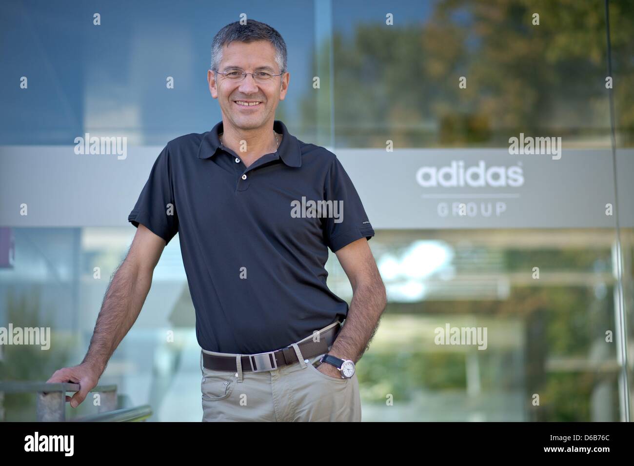 CEO of Adidas Herbert Hainer smiles at company headquarters in Herzogenaurach, Germany, 17 August 2012. Photo: David Ebener Stock Photo