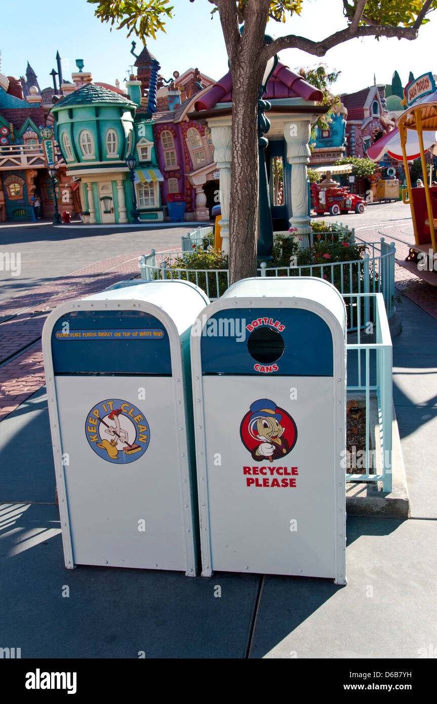 Trash Containers at Disneyland Amusement Park, Anaheim, California USA