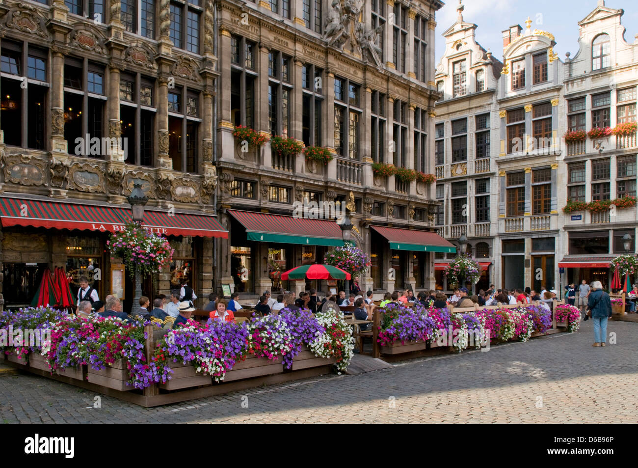 Restaurant in Grand Place, Brussels, Belgium Stock Photo