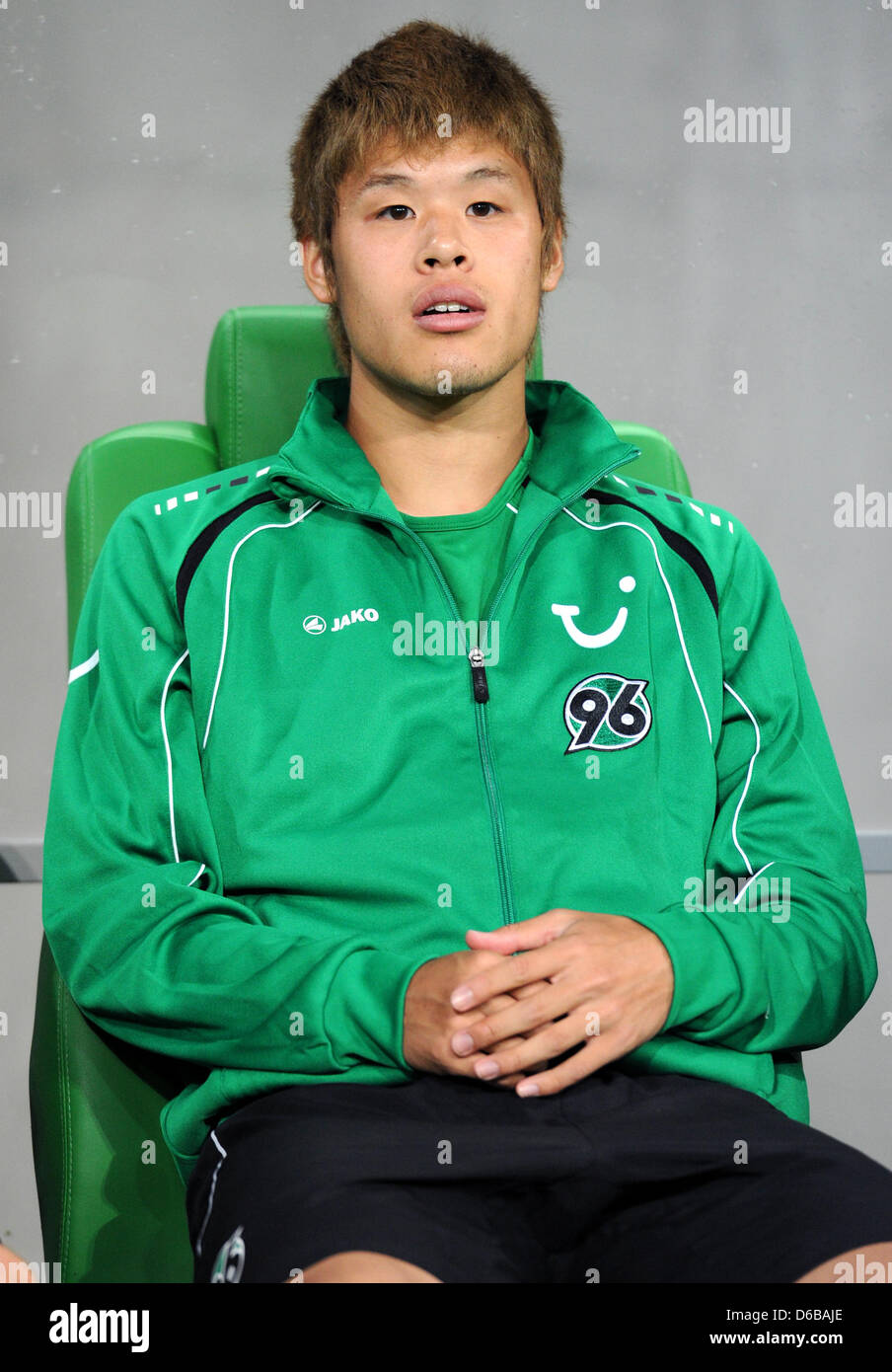 Hanover's Hiroki Sakai during the UEFA Europe League fourth qualifying round first leg match between Slask Wroclaw vs Hanover 96 at Municipal Stadium in Wroclaw, Poland , 23 August 2012. Photo: Thomas Eisenhuth dpa Stock Photo