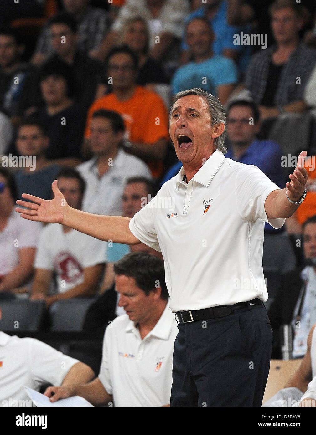 Germany's national basketball coach Svetislav Pesic reacts during the