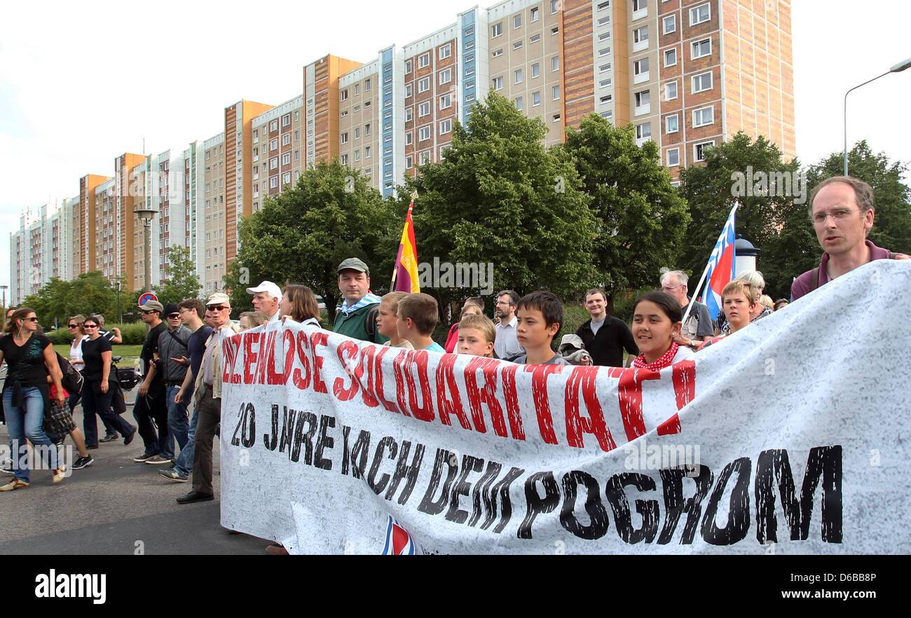 Left groups demonstrate in front of the immigrant hostel which was