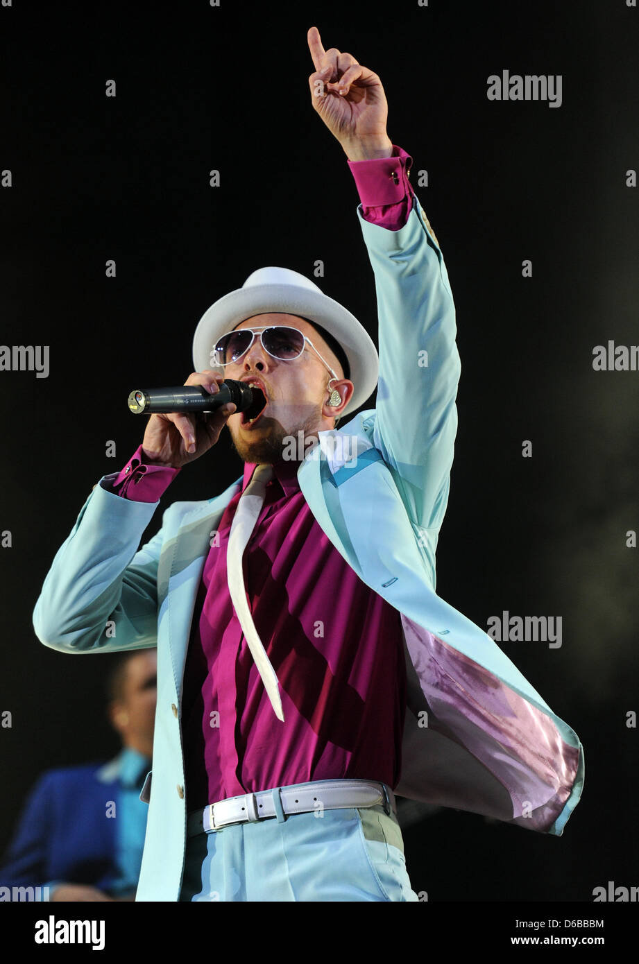 Singer Jan Delay performs with his band Disco Nr 1 at the Veltins-Arena ...