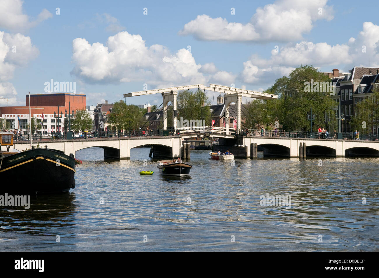 Skinny Bridge, Magere Brug, Amstel River, Amsterdam, Netherlands Stock Photo
