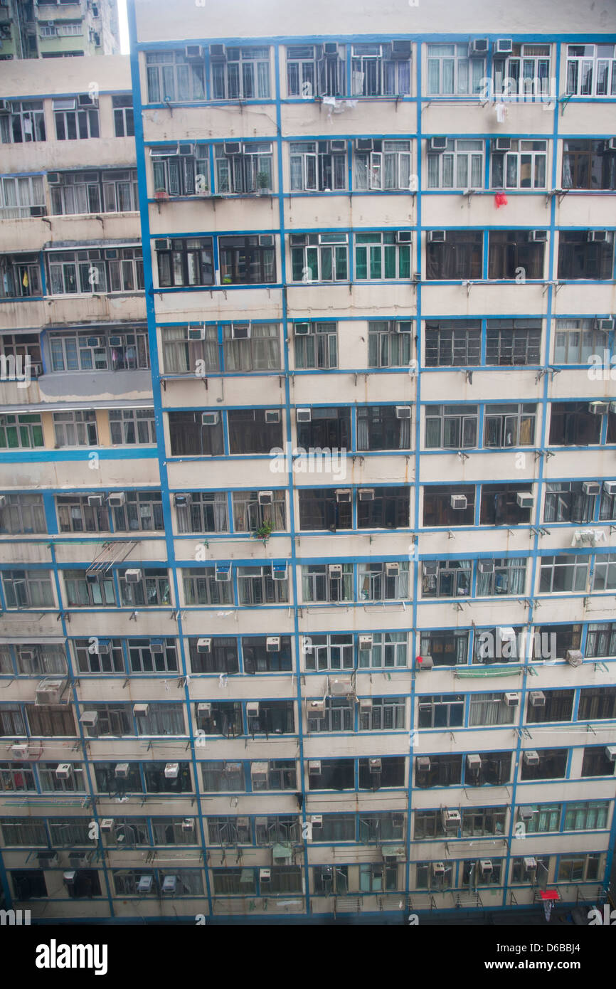 China, Hong Kong, typical house facade at Western District of Hong Kong Island Stock Photo