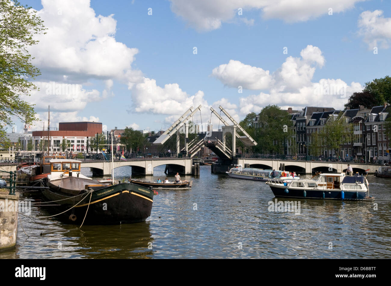 Skinny Bridge, Magere Brug, Amstel River, Amsterdam, Netherlands Stock Photo