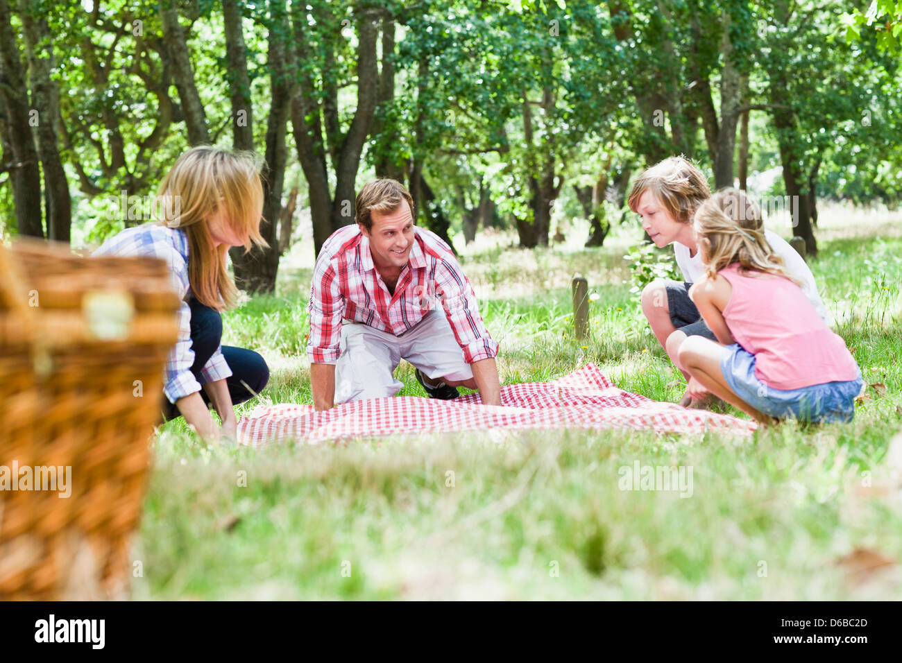 Family having picnic in park Stock Photo