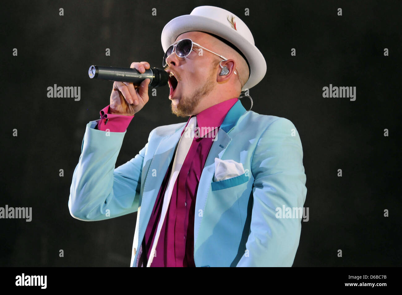 Singer Jan Delay performs with his band Disco Nr 1 at the Veltins-Arena ...