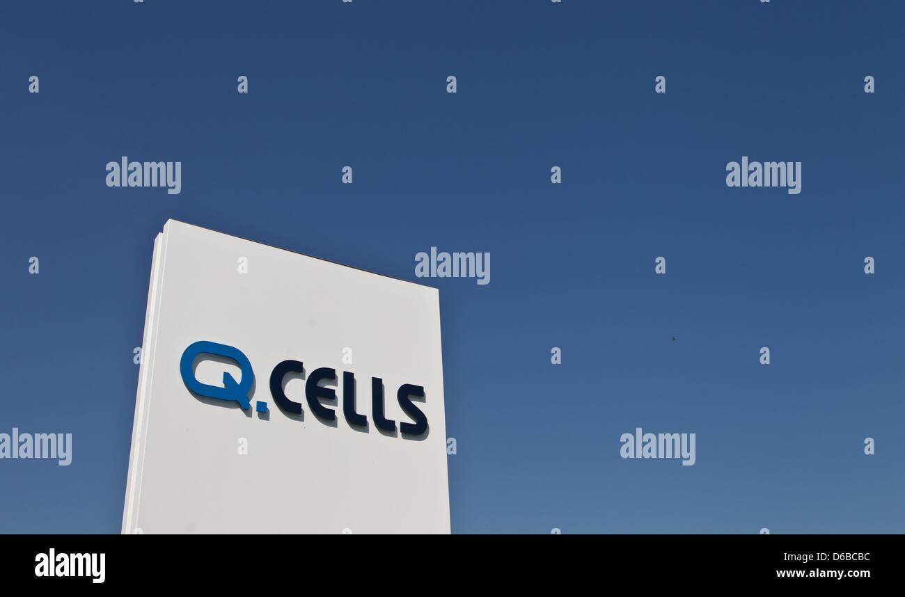FILE - A file photo dated 02 May 2012 shows the logo of the solar company Q-Cells in Bitterfeld-Wolfen, Germany. The South Korean multi-profile business conglomerate Hanwha is said to take over the insolvent solar company Q-Cells for around 250 million euros. Photo: Jens Wolf Stock Photo