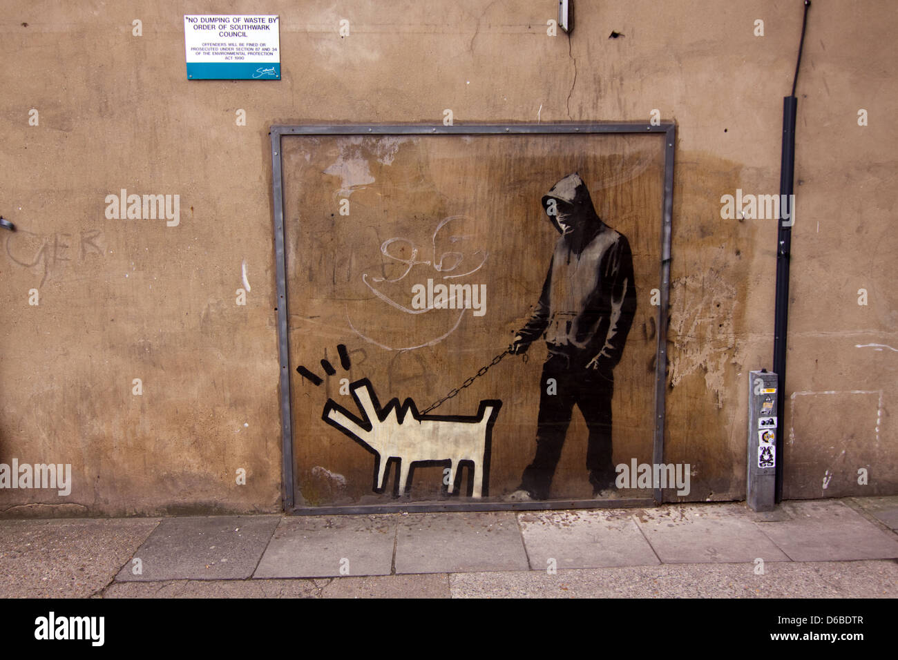 Banksy grafitti known as Choose Your Weapon in The Grange  Bermondsey  South London photographed in 2013 Stock Photo