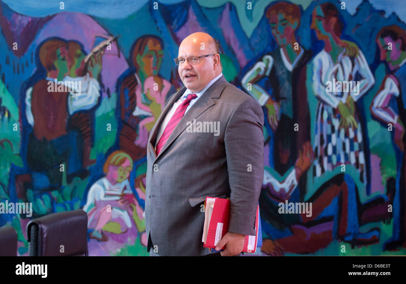 German Minister of the Environment Peter Altmaier (CDU) arrives at the Federal Chancellery in Berlin, Germany, 29 August 2012. Today's topics will be offshore liabilities and a reduction of pension contributions. Photo: Kay Nietfeld Stock Photo