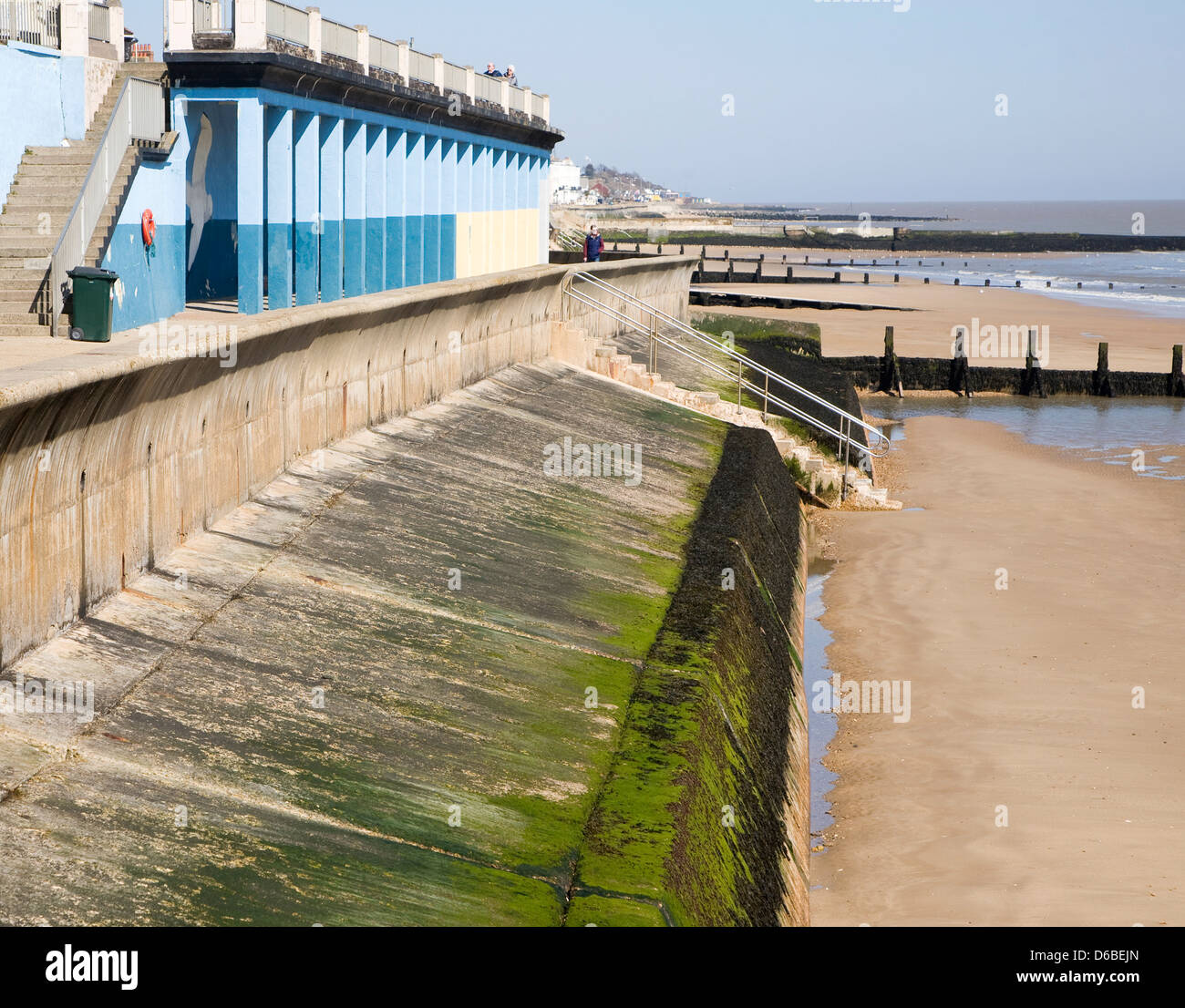 Sea wall and wooden groynes coastal defences on the beach at Walton Stock Photo 55572013 Alamy