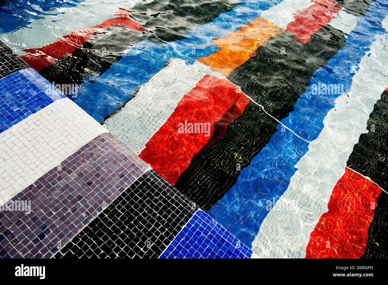 Colorful tiles in swimming pool Stock Photo