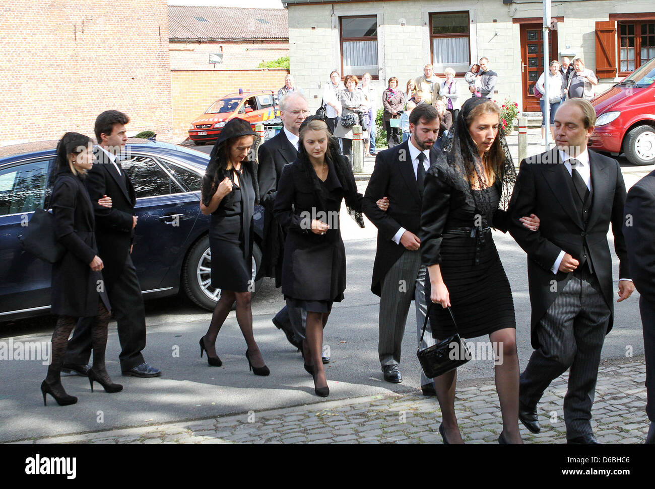 Family de Lannoy arriving at the church for the funeral of Countess ...